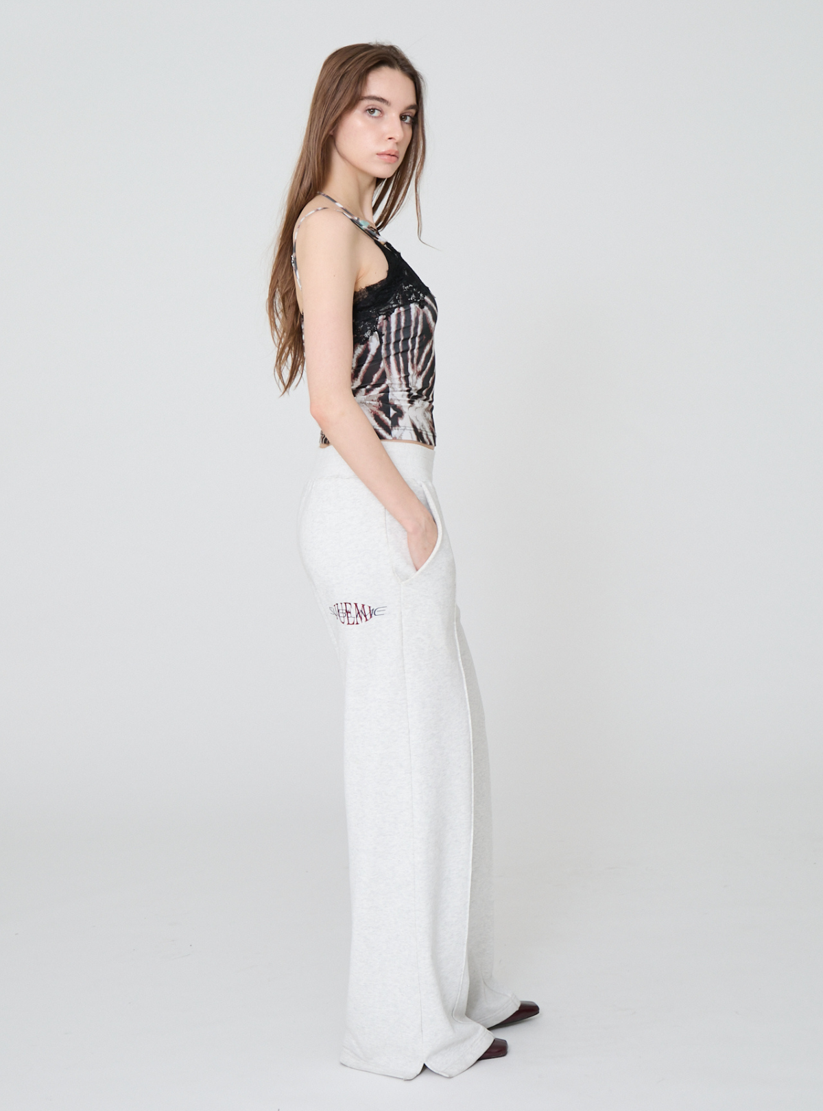Gem Halter Lace Trim Cami