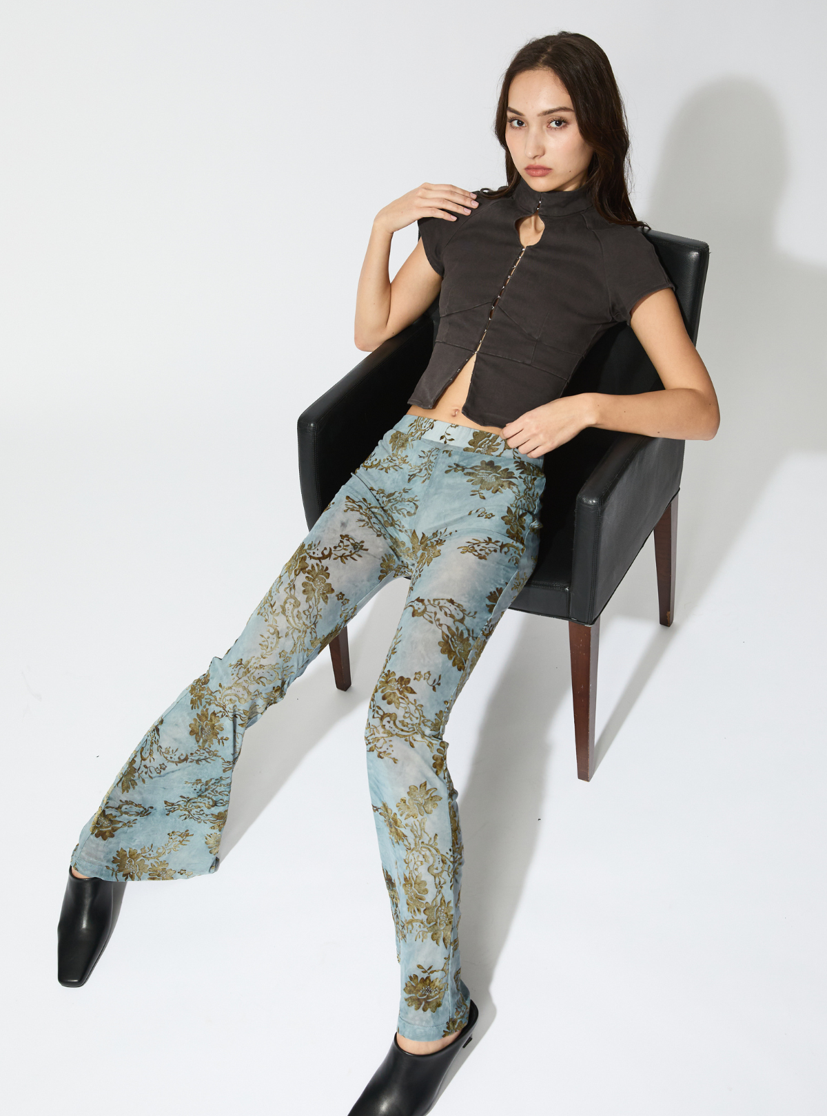 Flocky Tulle Flare Pants