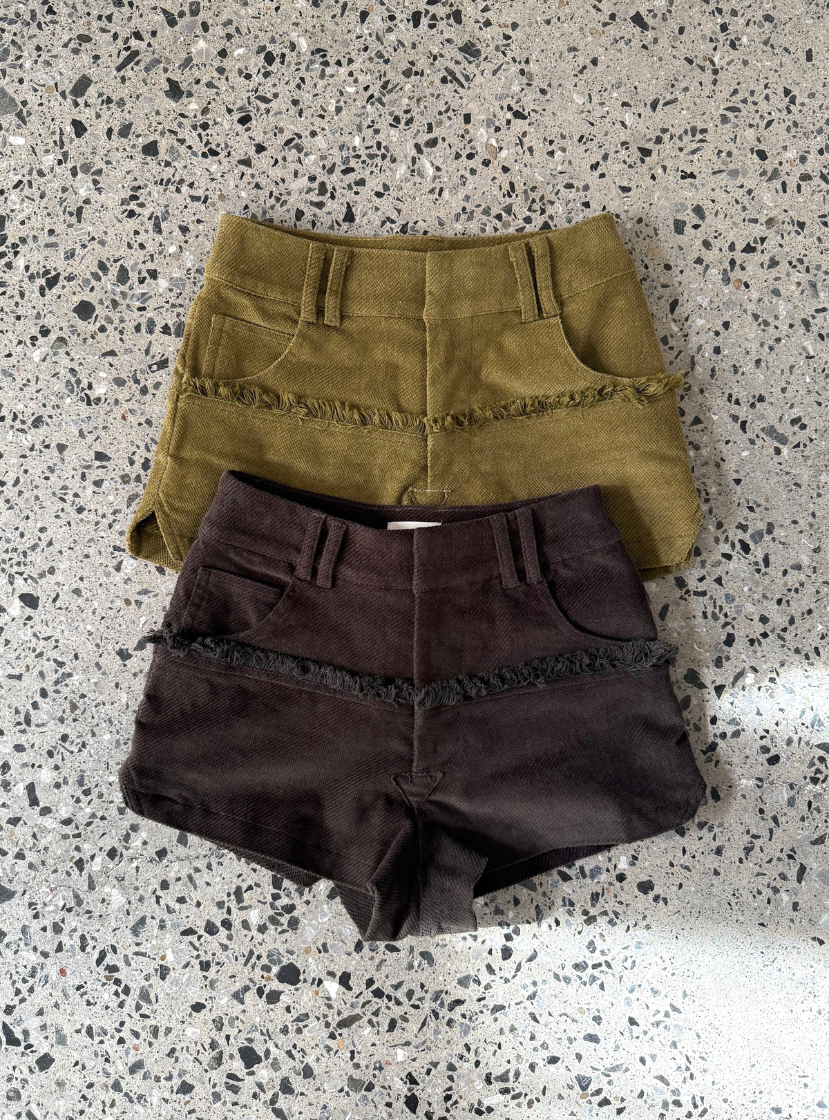 Fringed Corduroy Shorts