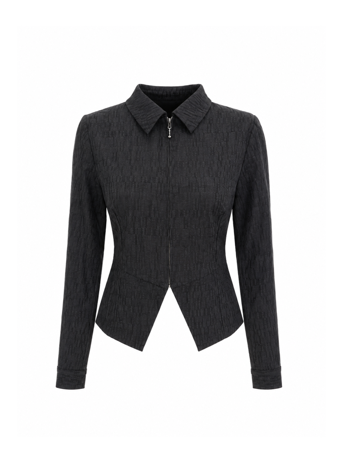 Embossed Peplum Zip Shirt