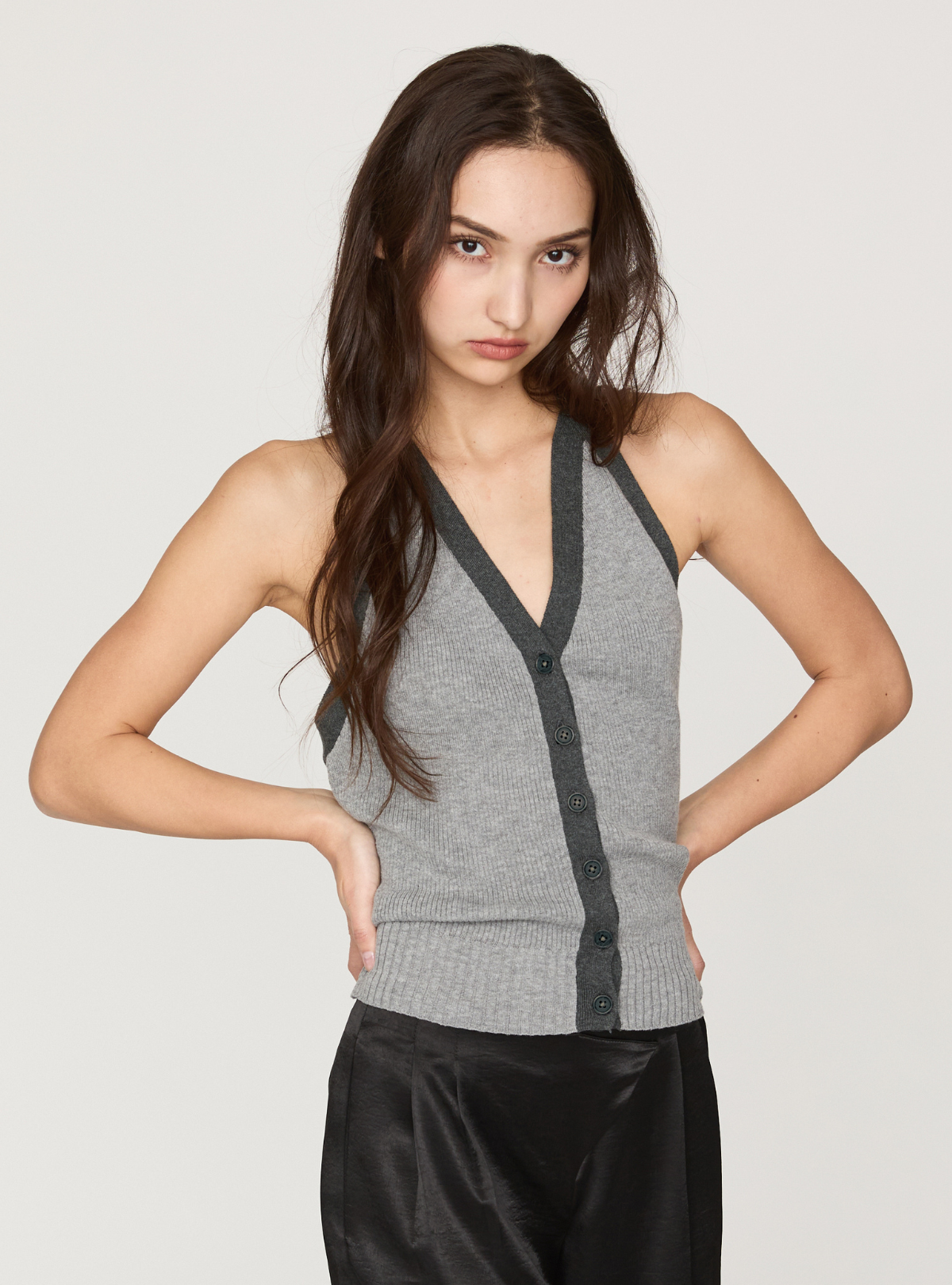 Contrast Halter Knit Vest