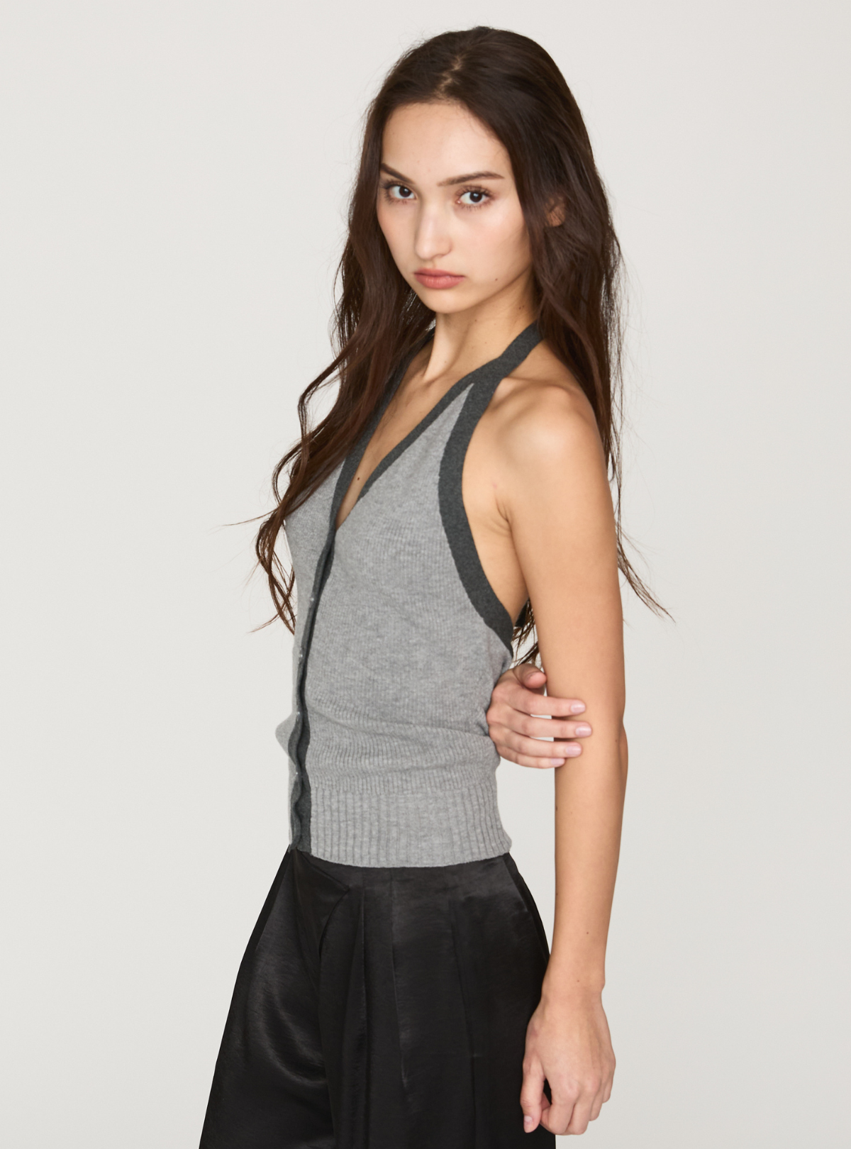 Contrast Halter Knit Vest