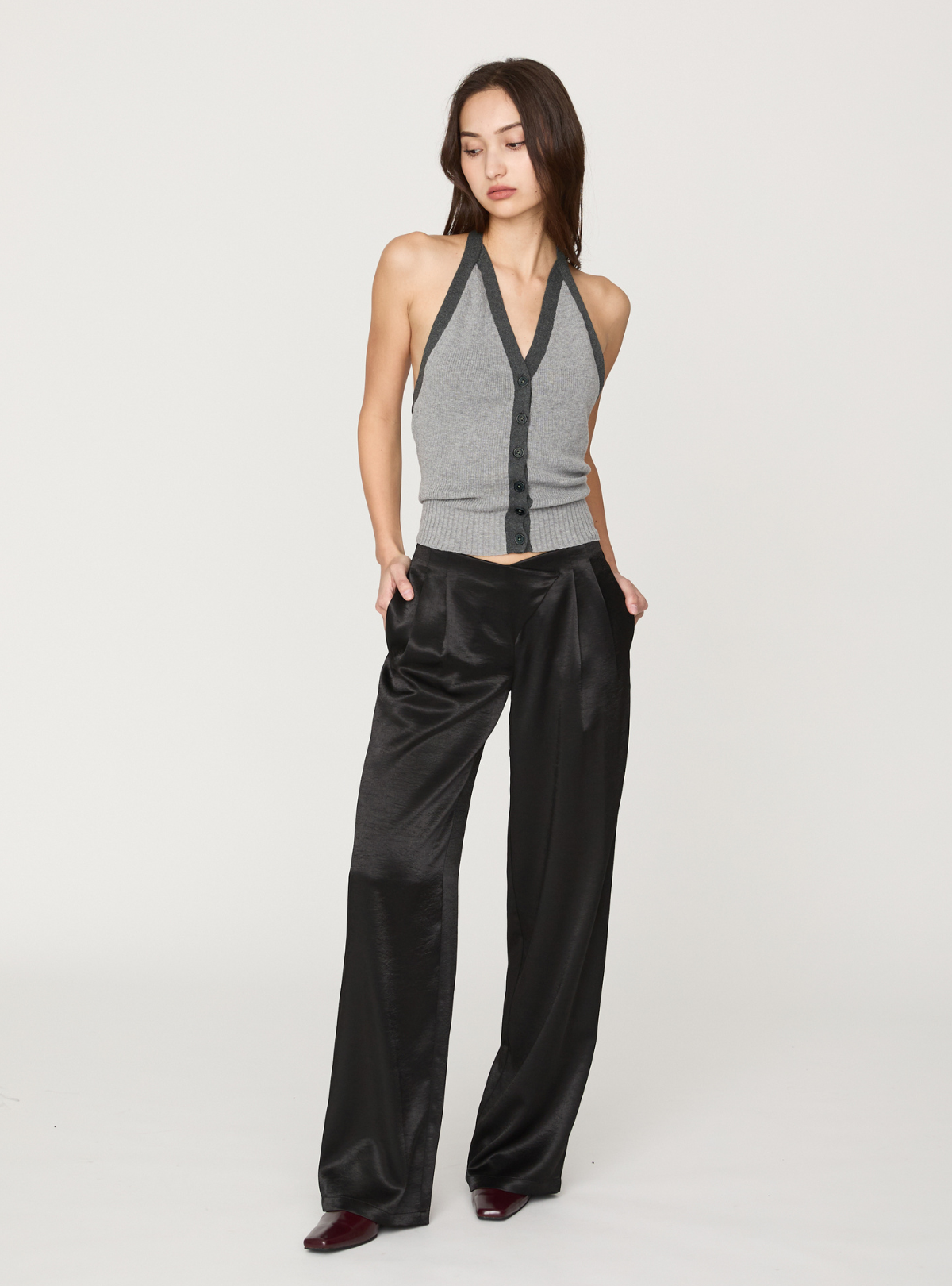 Contrast Halter Knit Vest