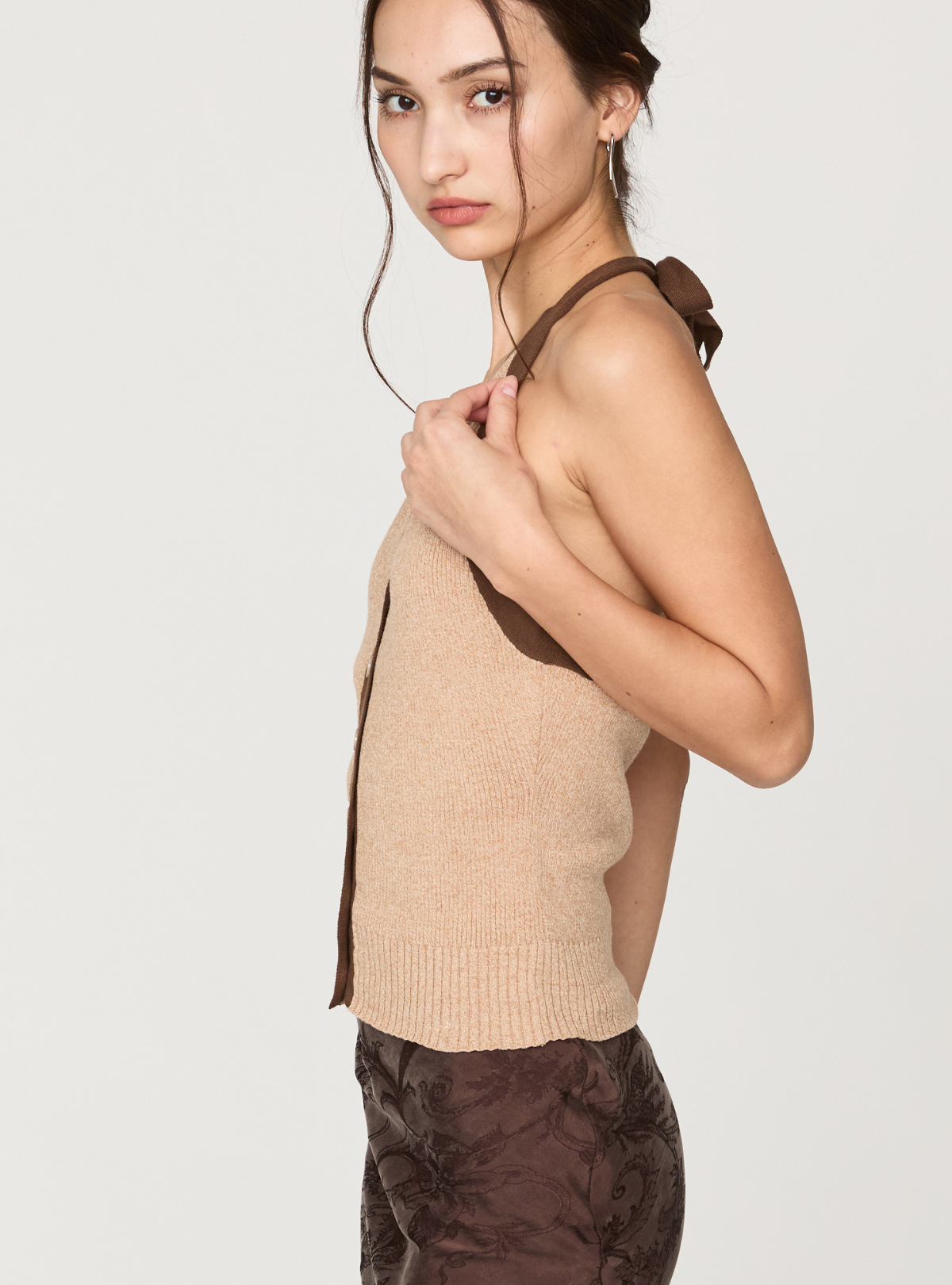 Contrast Halter Knit Vest