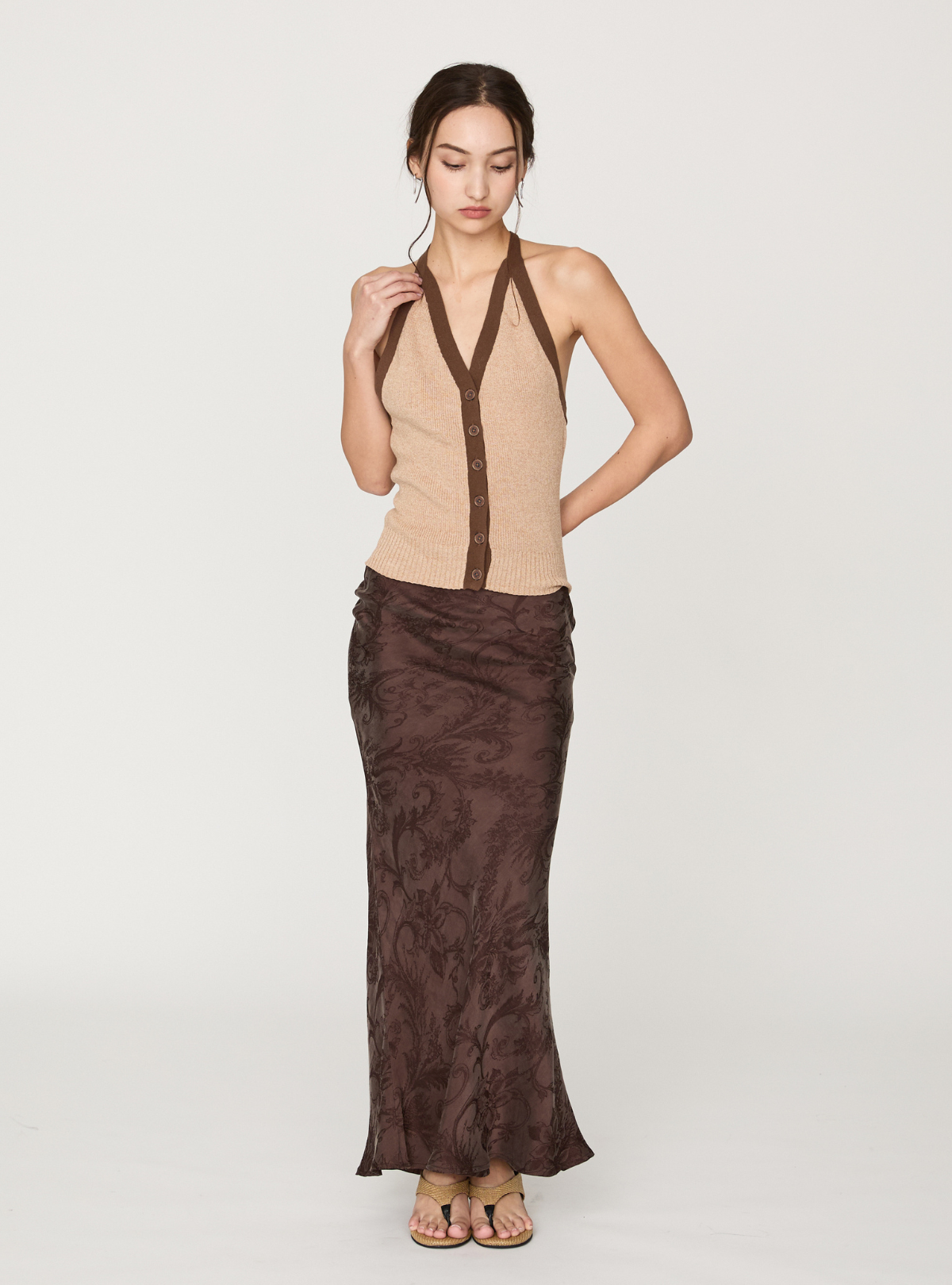 Contrast Halter Knit Vest