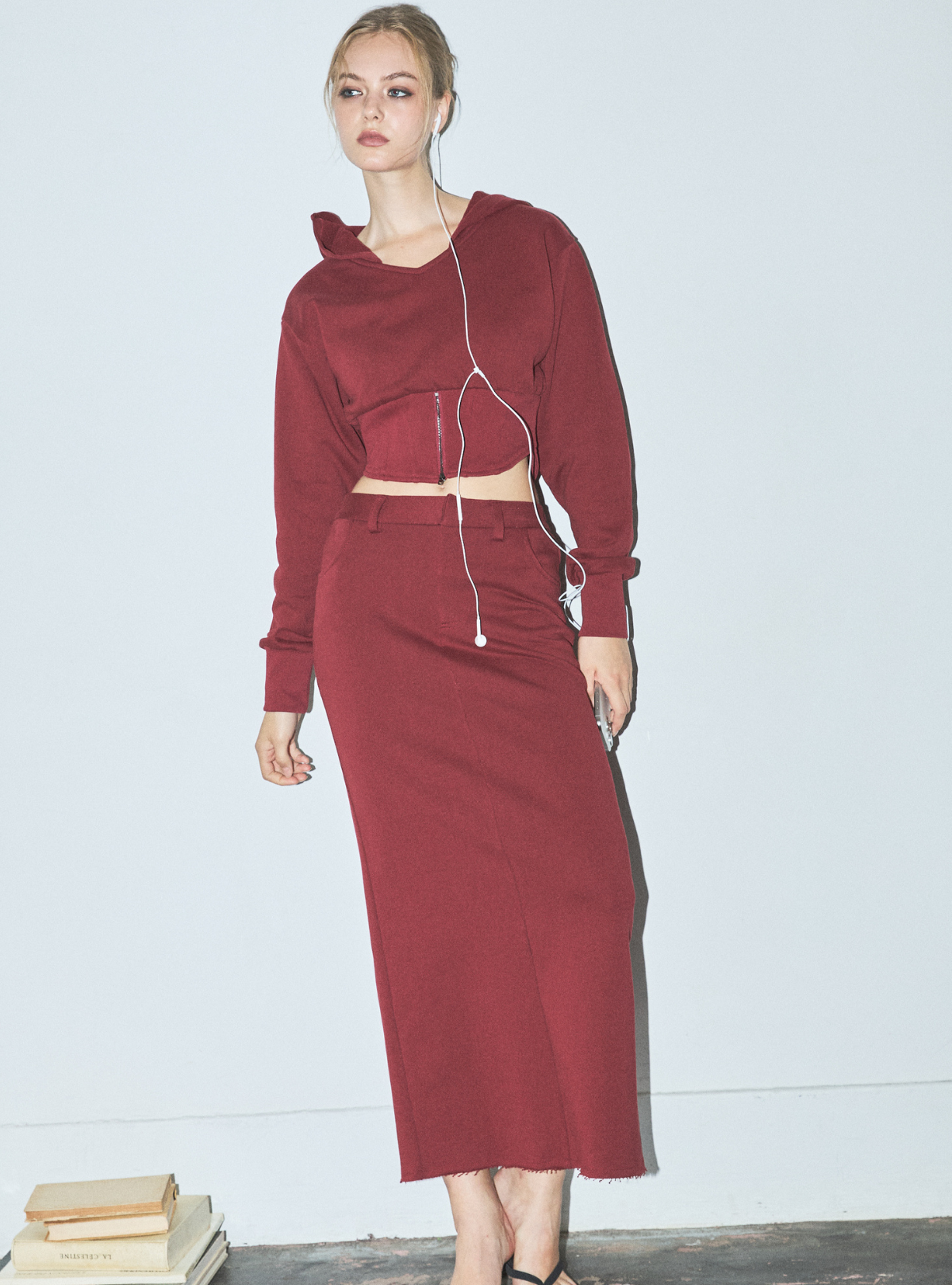 Corset Hem Cropped Hoodie