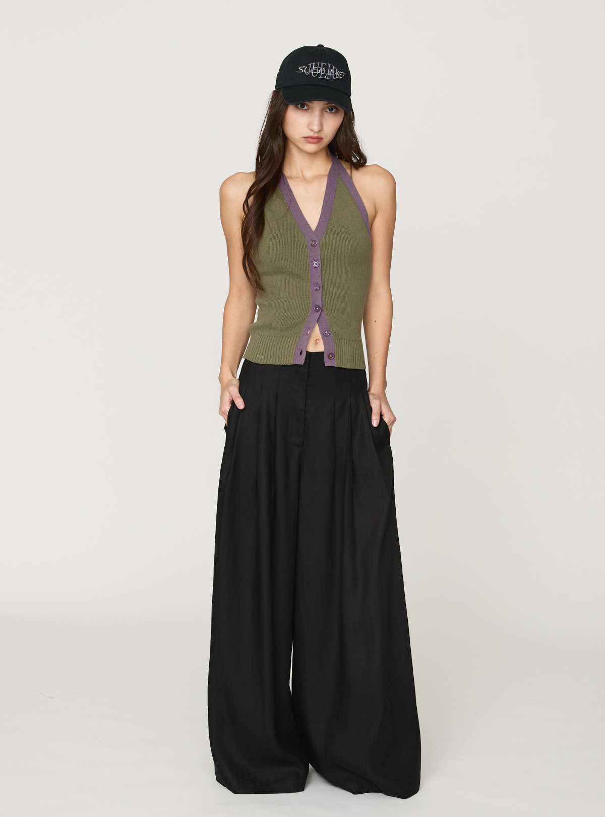 Contrast Halter Knit Vest
