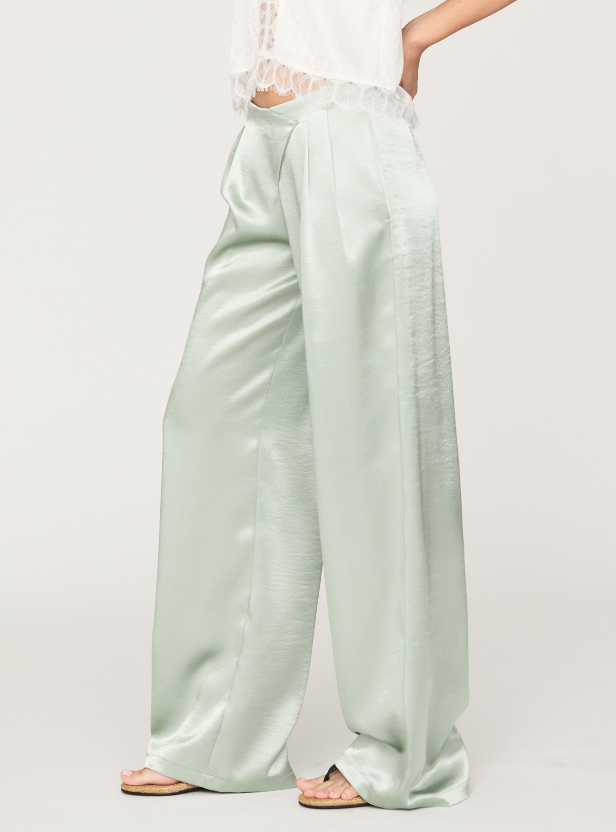 Cross Waist Satin Pants