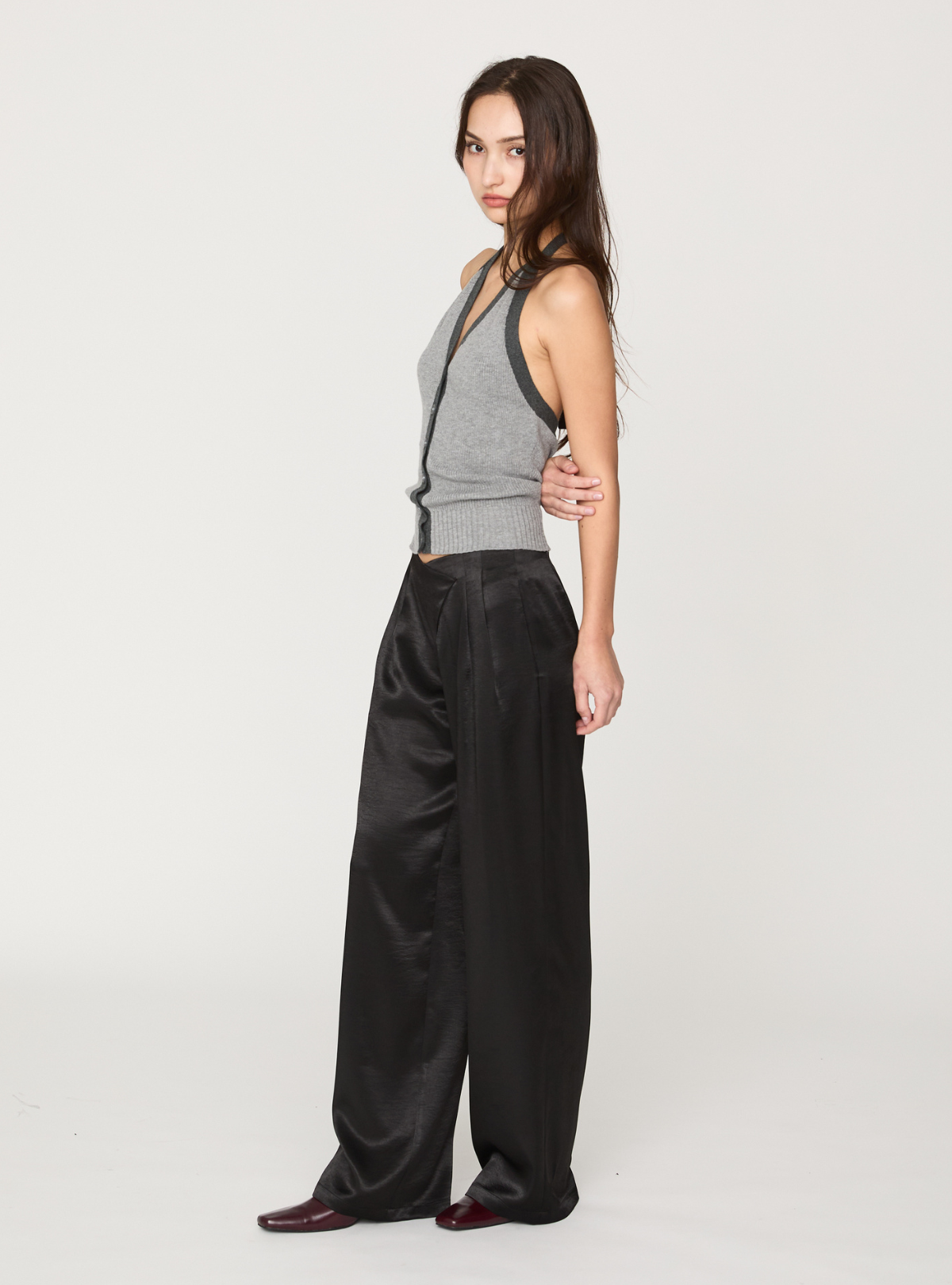 Cross Waist Satin Pants