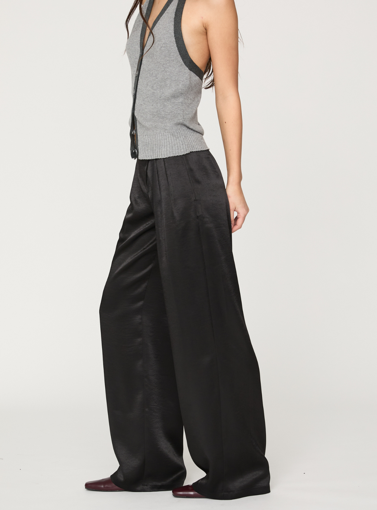 Cross Waist Satin Pants