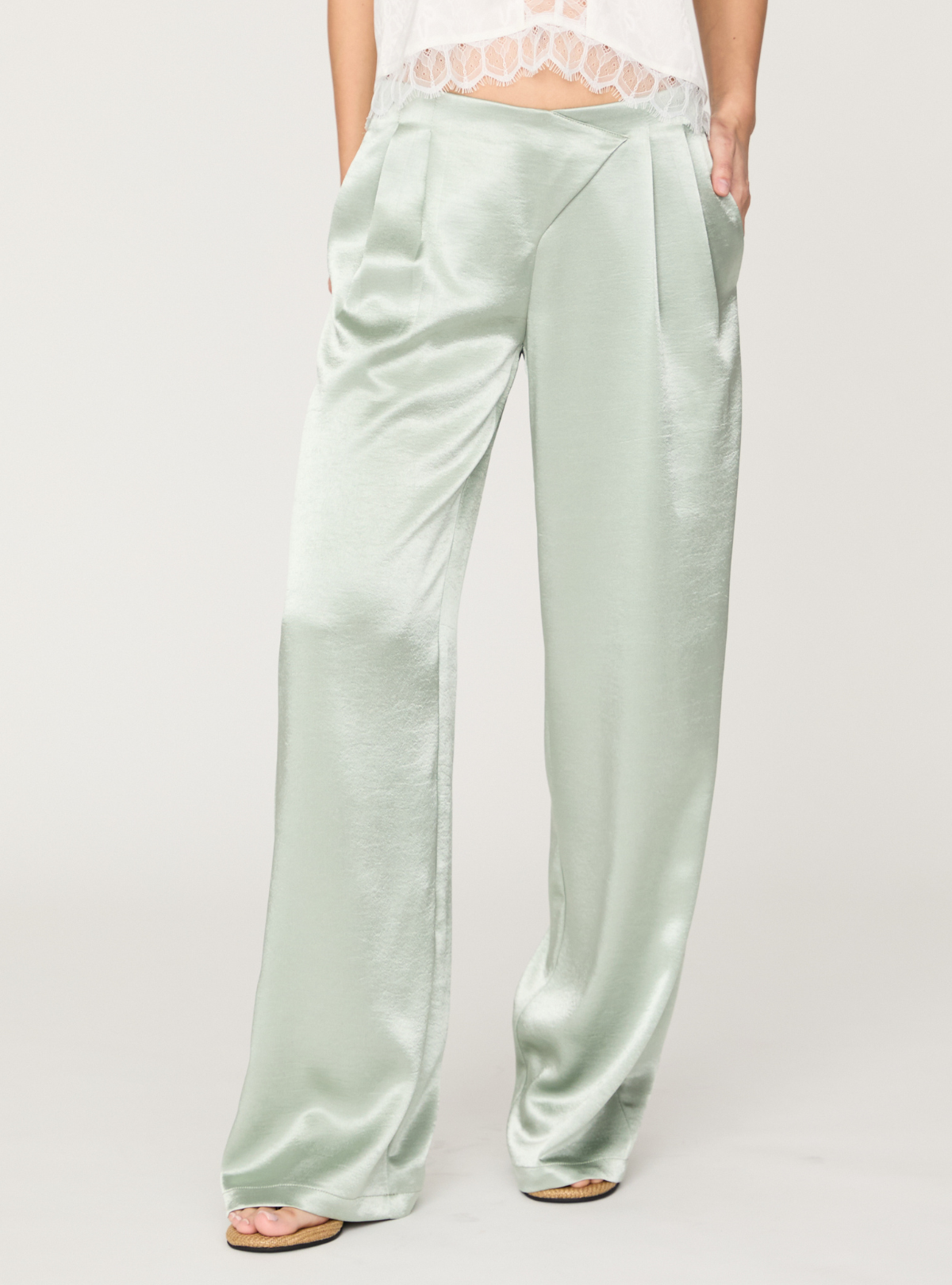 Cross Waist Satin Pants