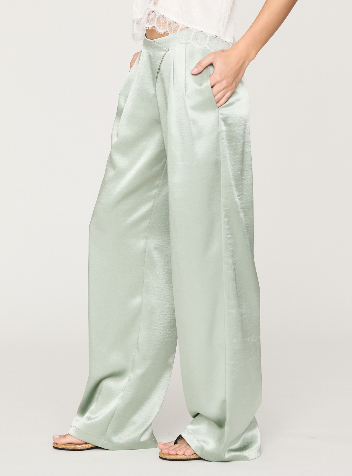Cross Waist Satin Pants