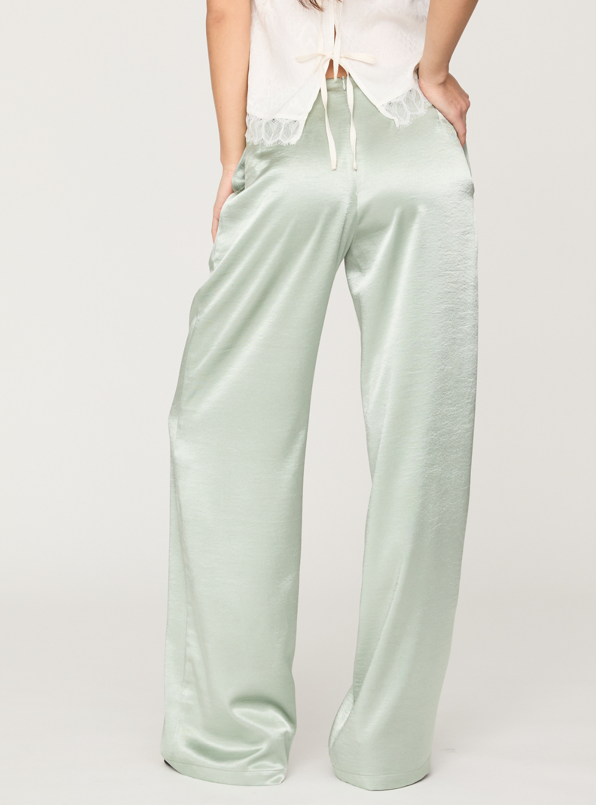 Cross Waist Satin Pants