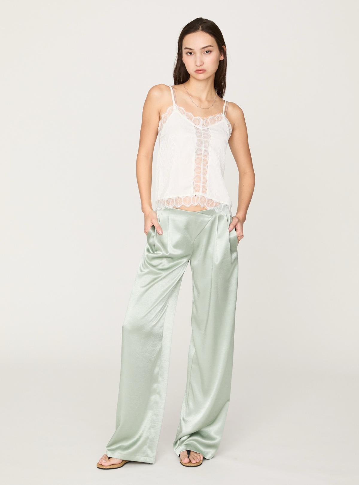Cross Waist Satin Pants