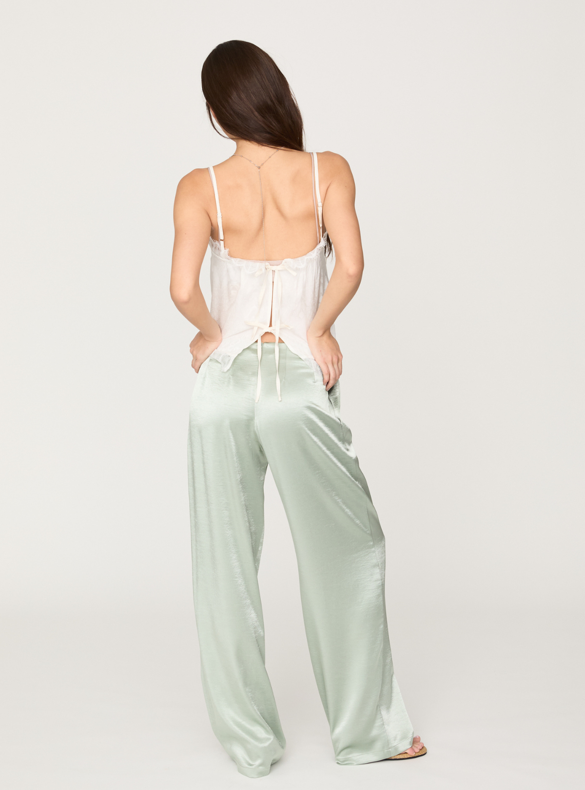 Cross Waist Satin Pants