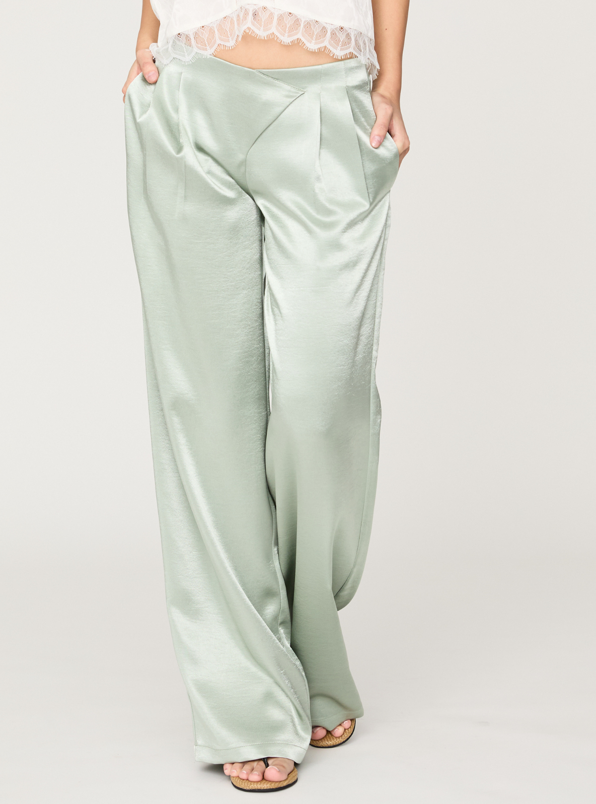 Cross Waist Satin Pants