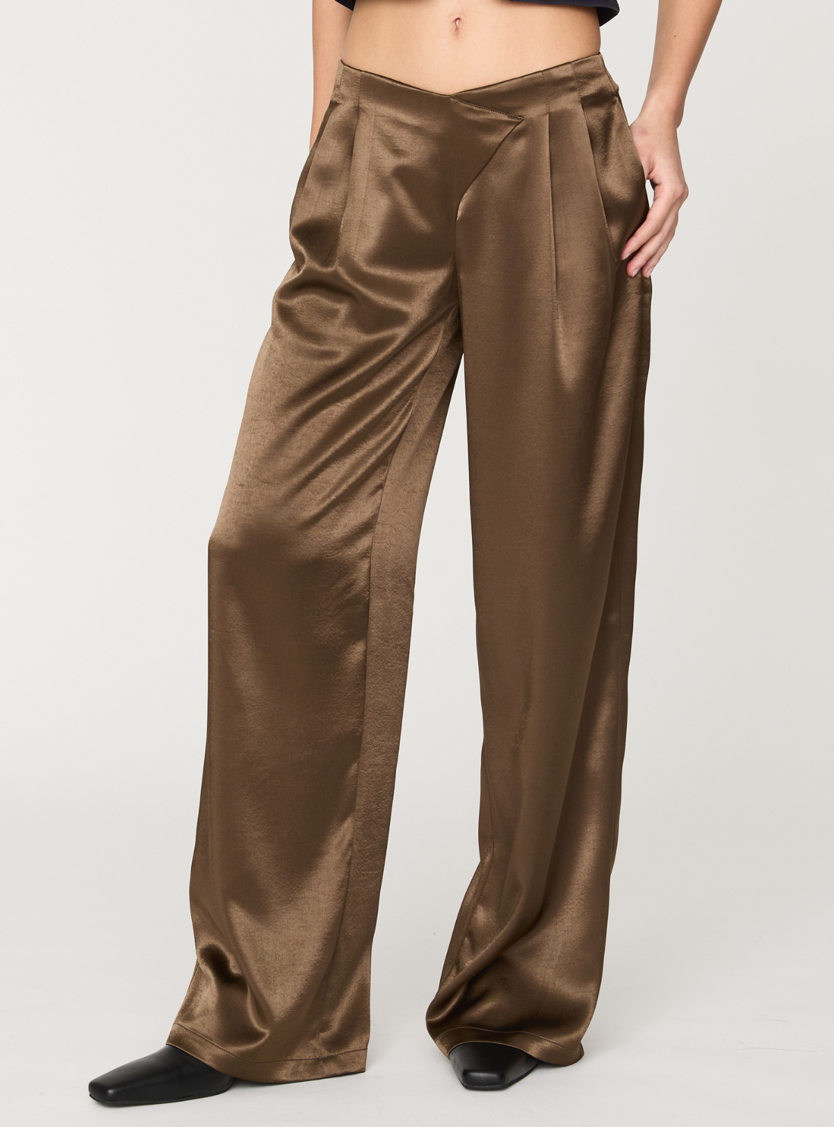 Cross Waist Satin Pants
