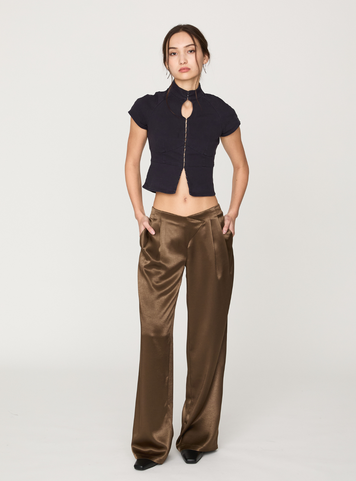 Cross Waist Satin Pants