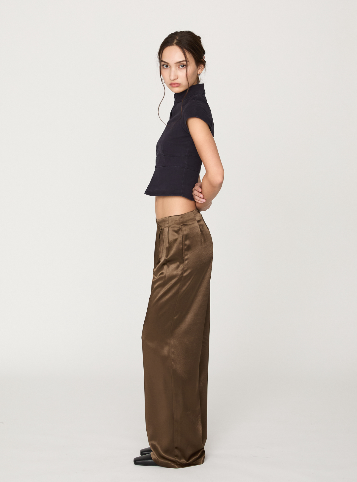 Cross Waist Satin Pants
