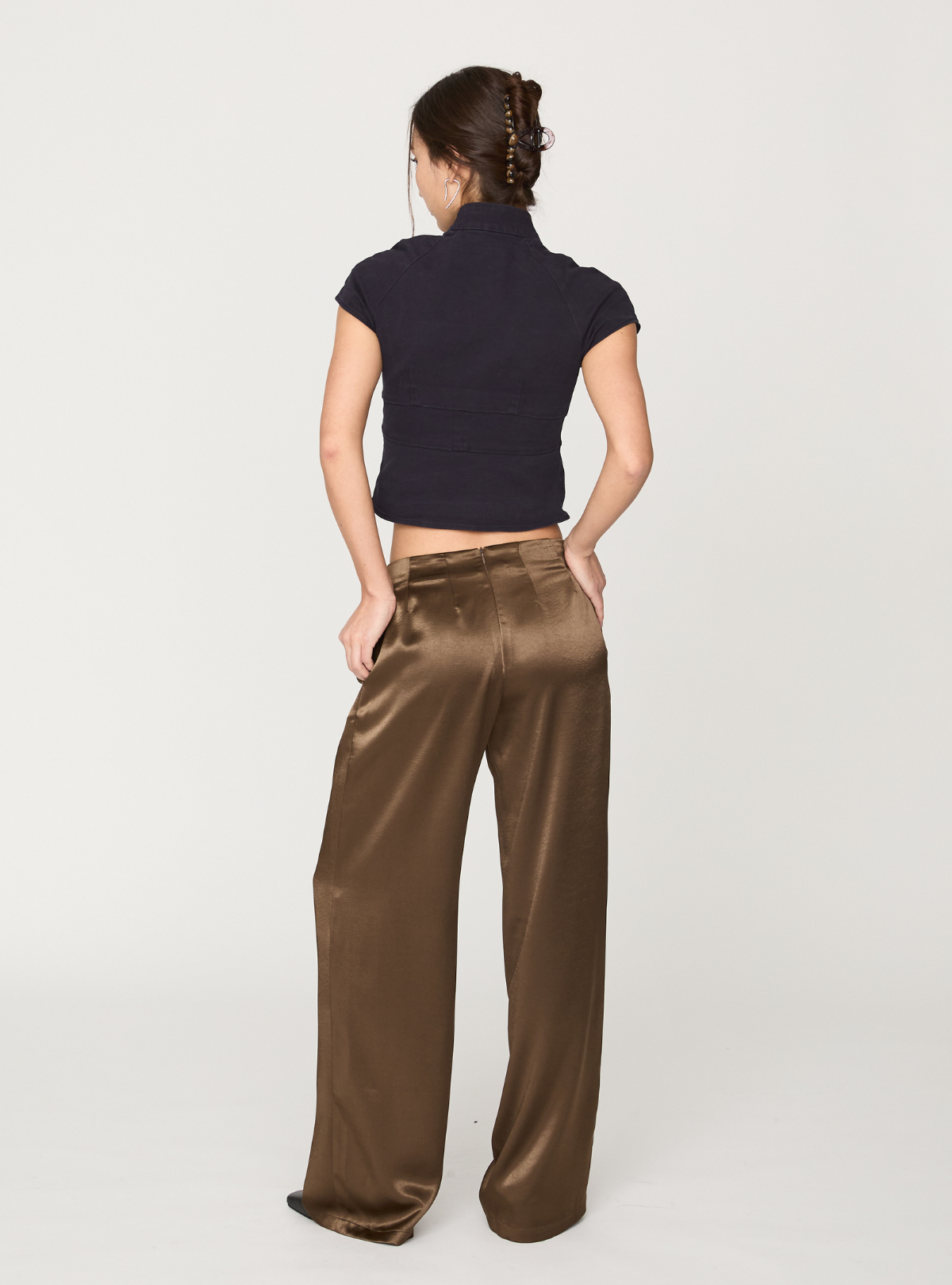 Cross Waist Satin Pants