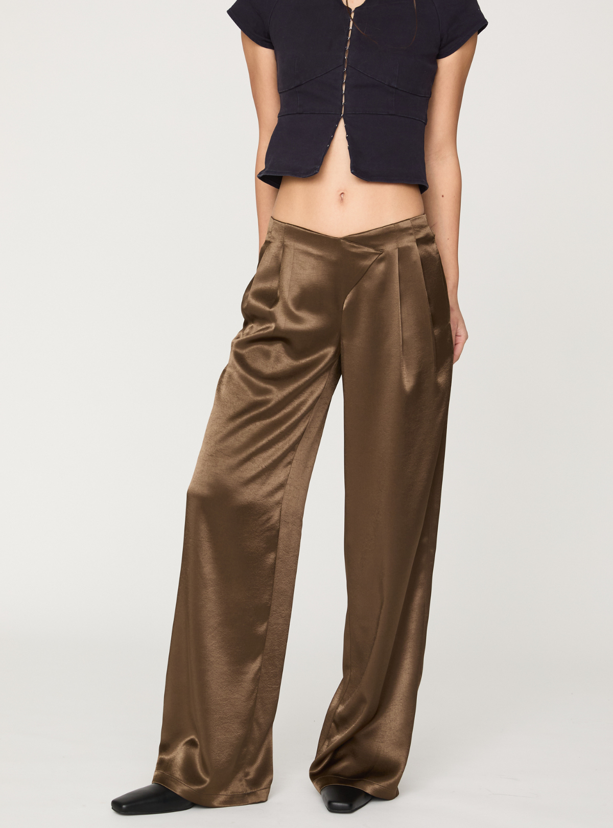 Cross Waist Satin Pants
