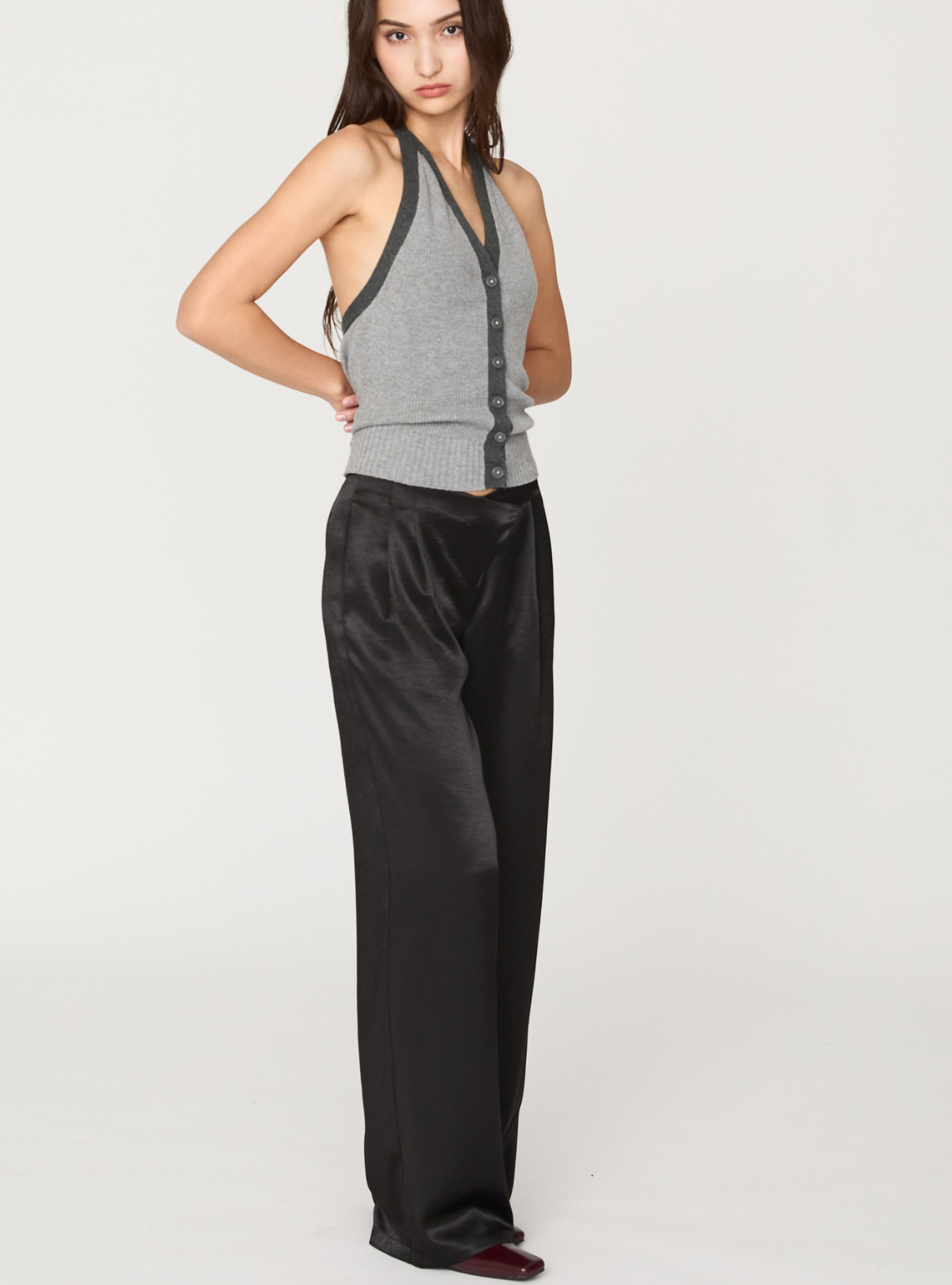 Cross Waist Satin Pants