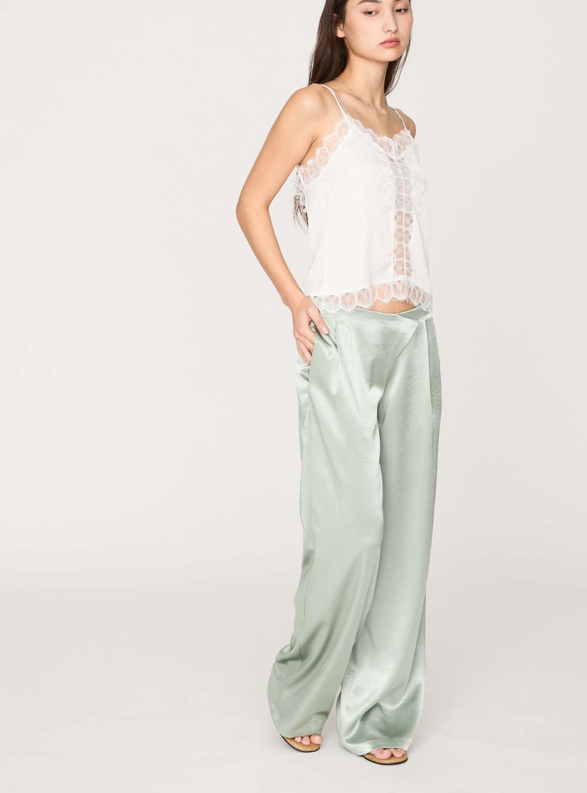 Cross Waist Satin Pants