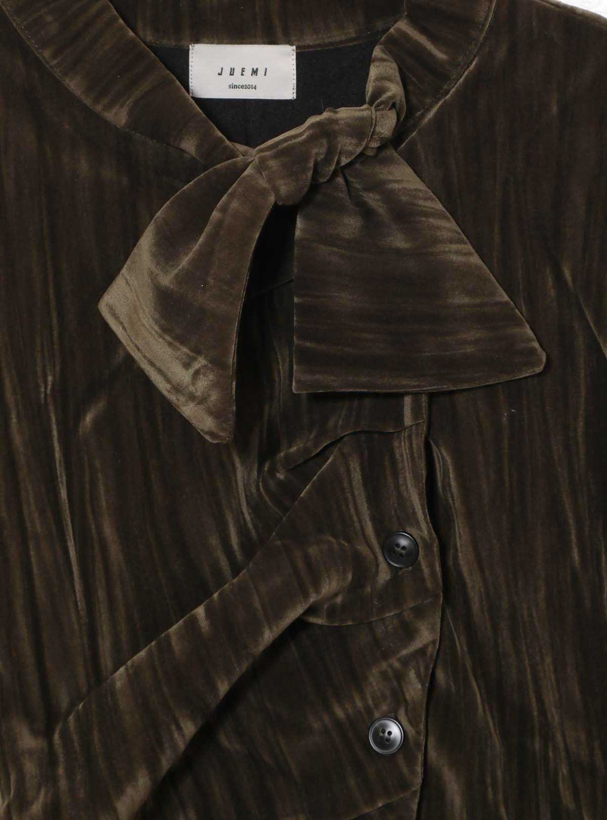 Velour Ribbon Tie Blouse