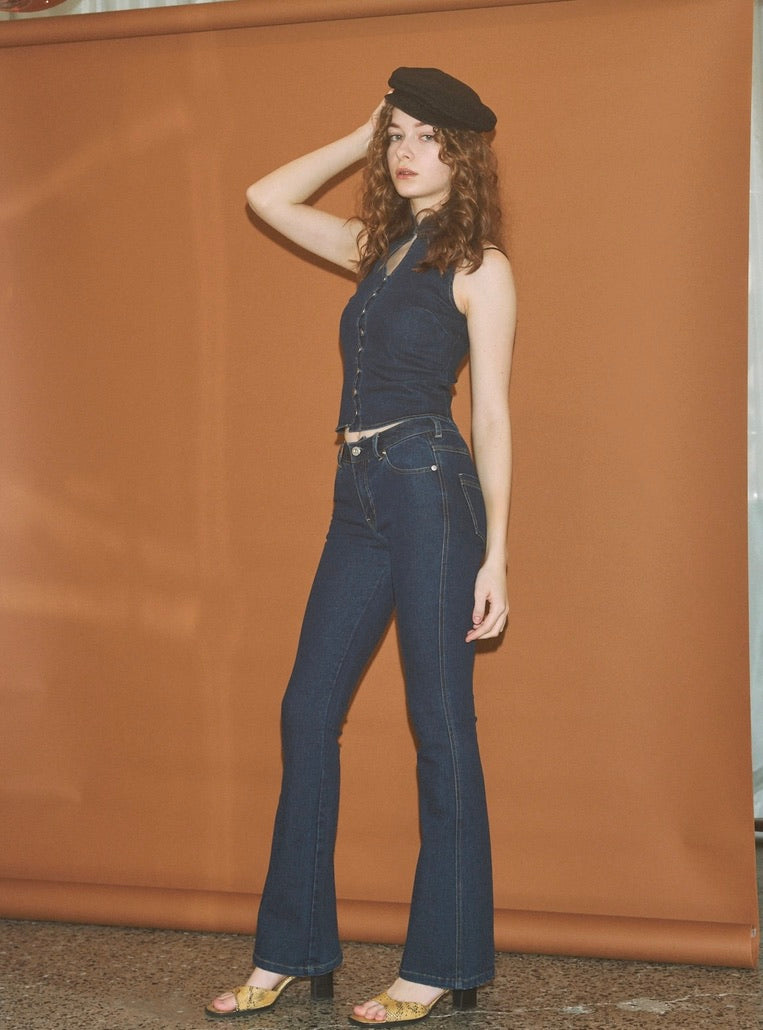 Tuck-Buttons Denim Tank – JUEMI Tuck-Buttons Denim Tank – JUEMI