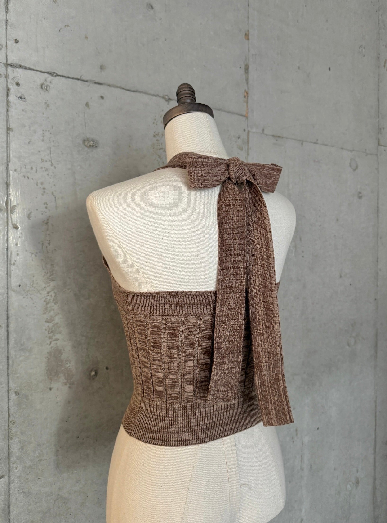 Ribbon Tie Halter Knit Top – JUEMI