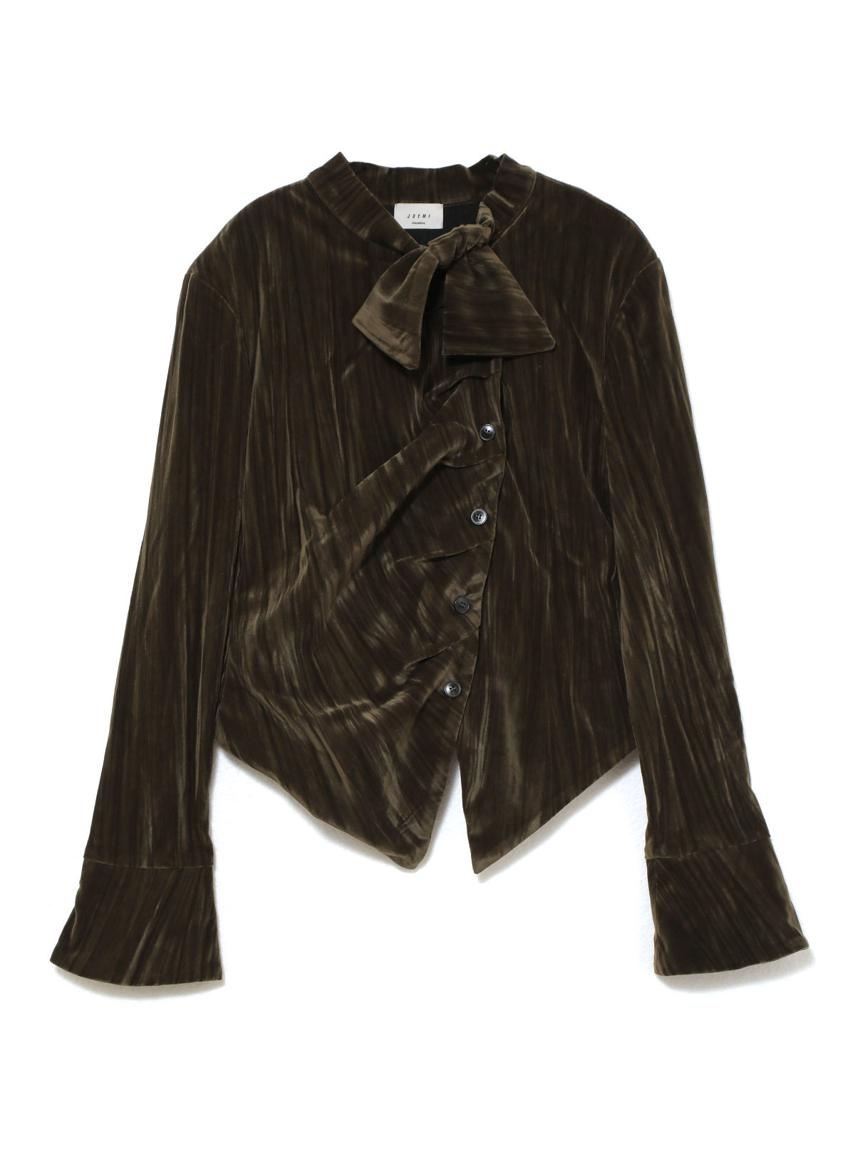 Velour Ribbon Tie Blouse