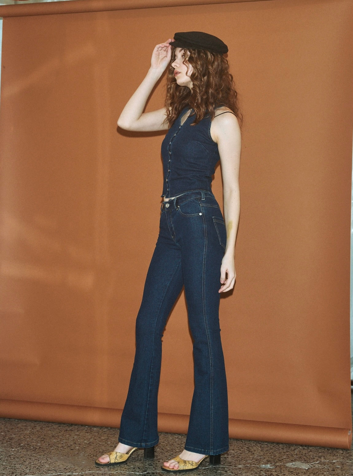 Stitched Flare Denim Pants