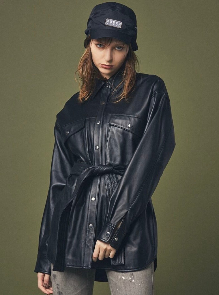 JUEMI【Waist Wrap Lamb Shirt JK】 juemi Waist Wrap Lamb Shirt JK