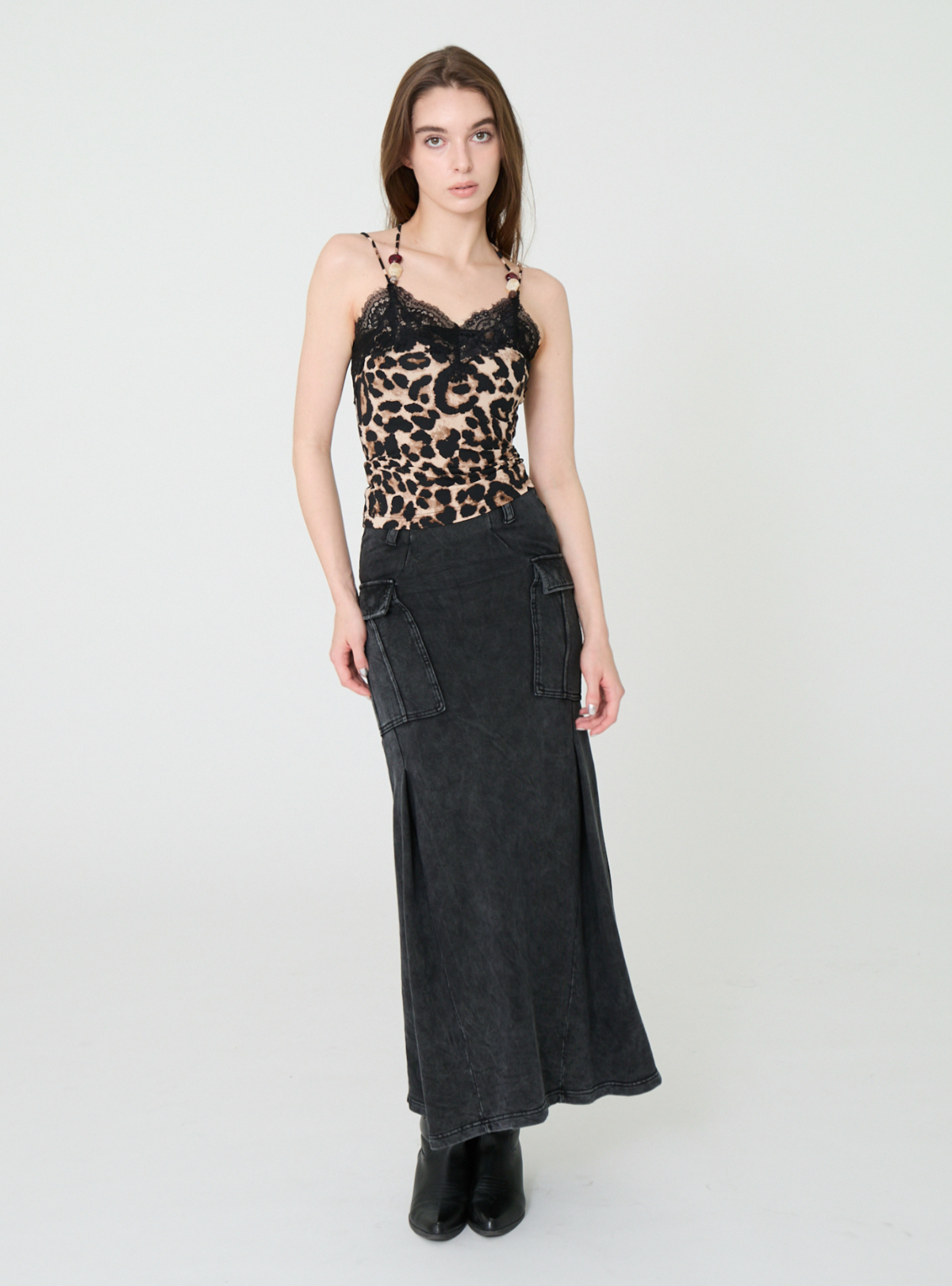 Gem Halter Lace Trim Cami