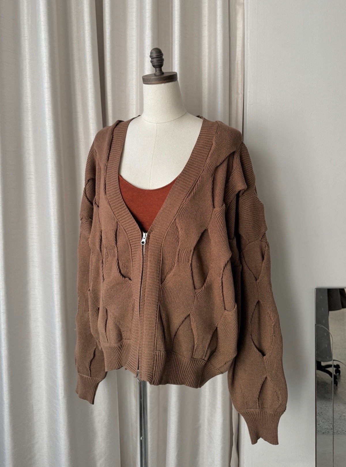 Rhombus Pleated Cardigan