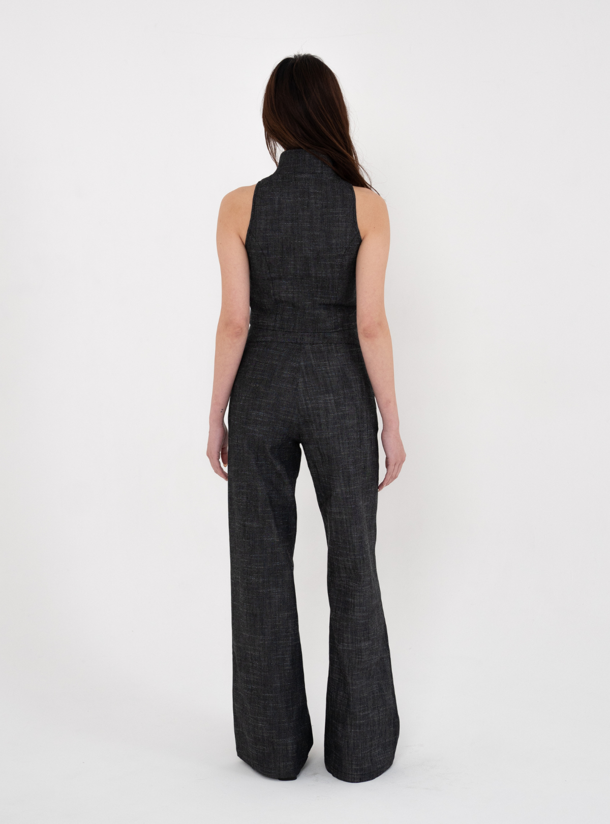 Covered Button Stand Neck Vest