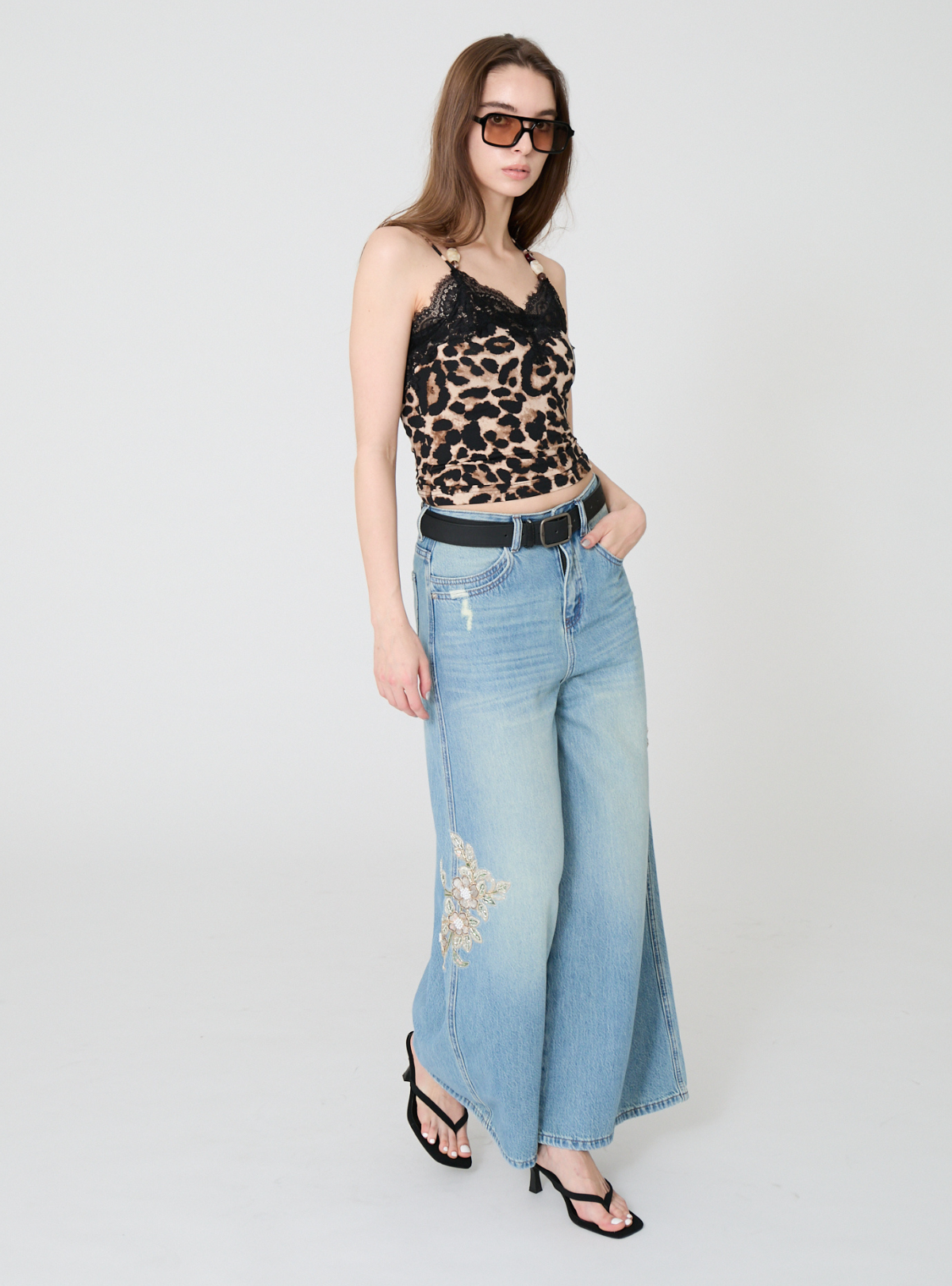 Gem Halter Lace Trim Cami