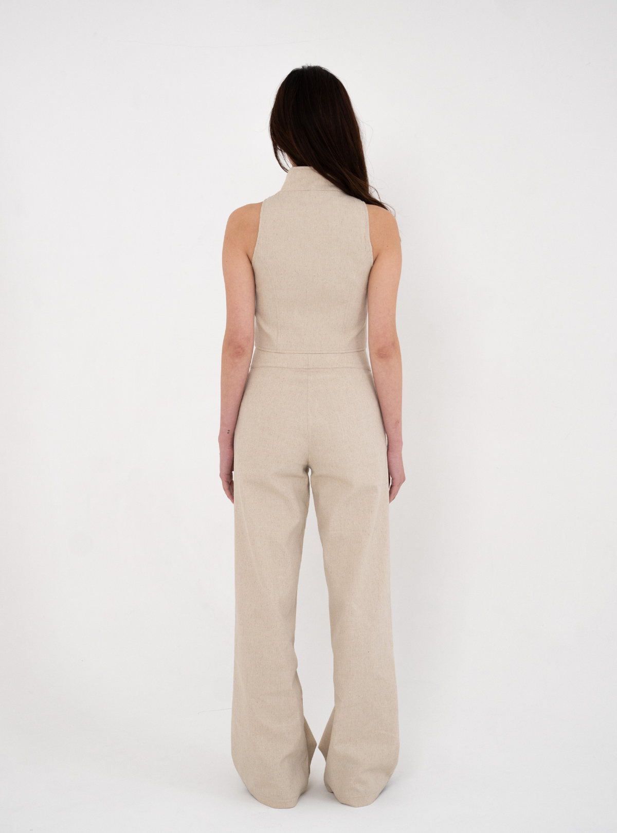 Covered Button Stand Neck Vest