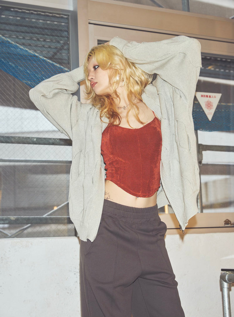 Rhombus Pleated Cardigan – JUEMI Rhombus Pleated Cardigan – JUEMI