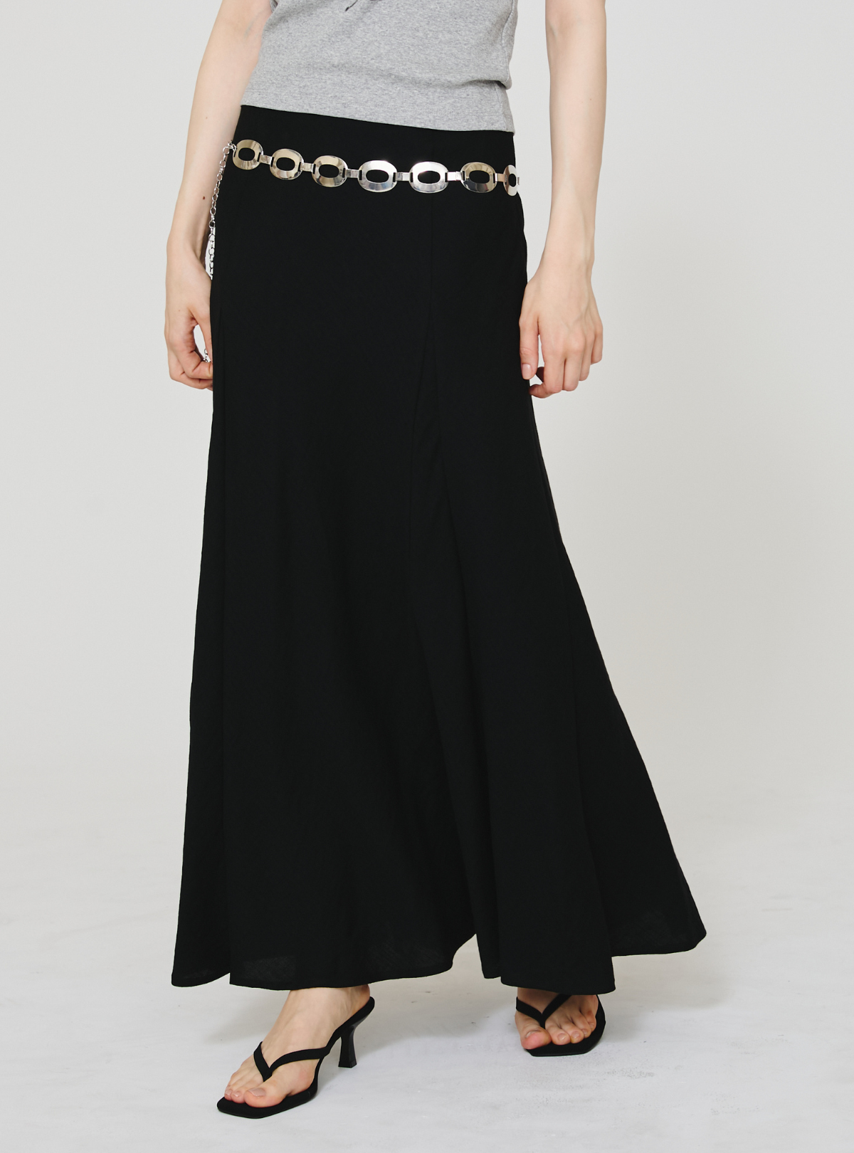 Double Slit Linen Skirt