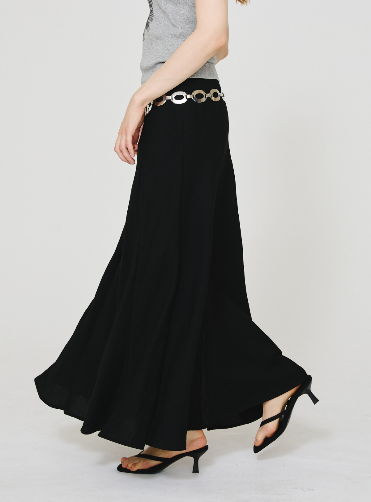 Double Slit Linen Skirt