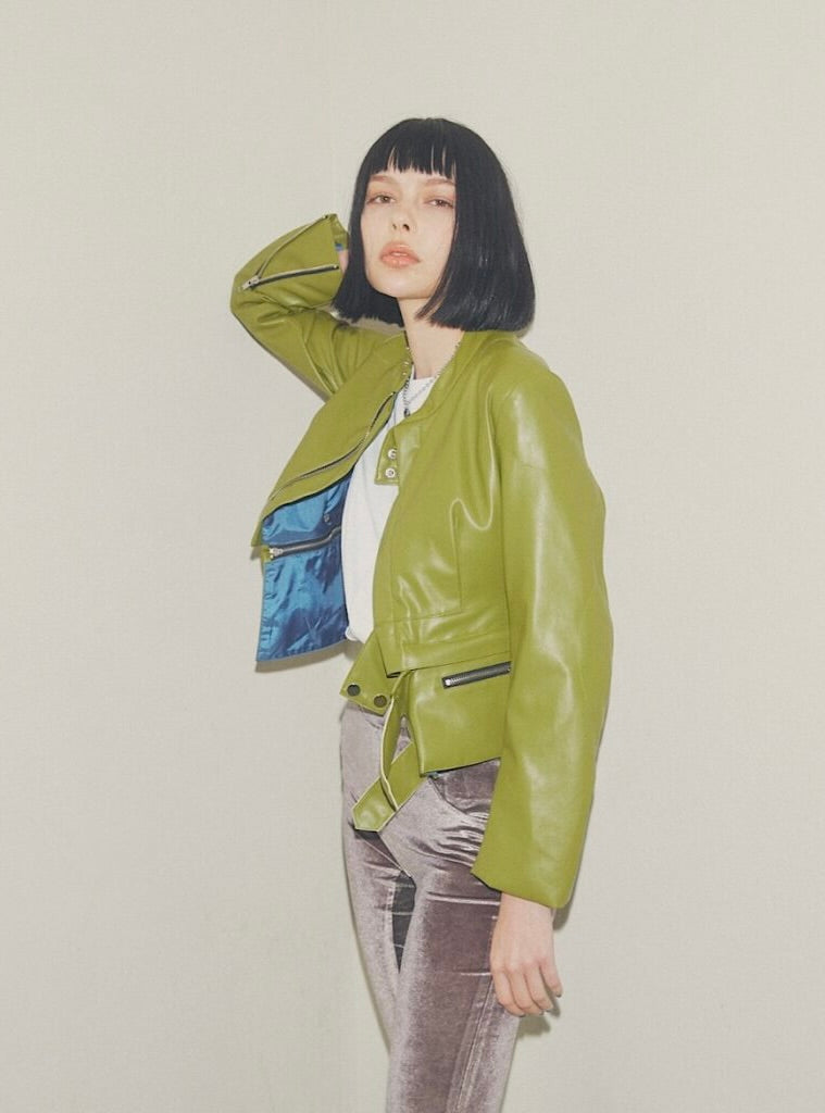 Bi-color Leather Jacket – JUEMI