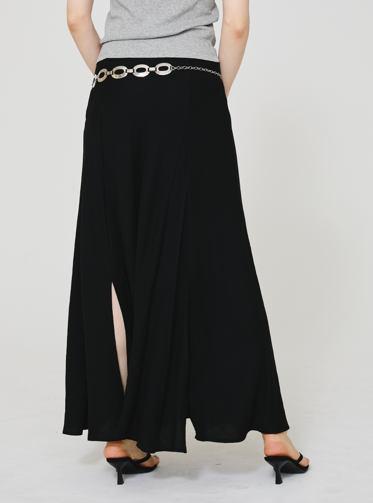 Double Slit Linen Skirt