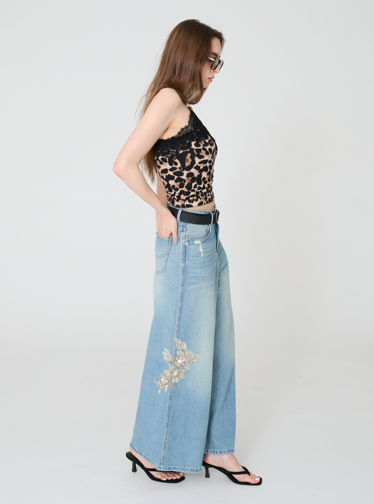 Gem Halter Lace Trim Cami