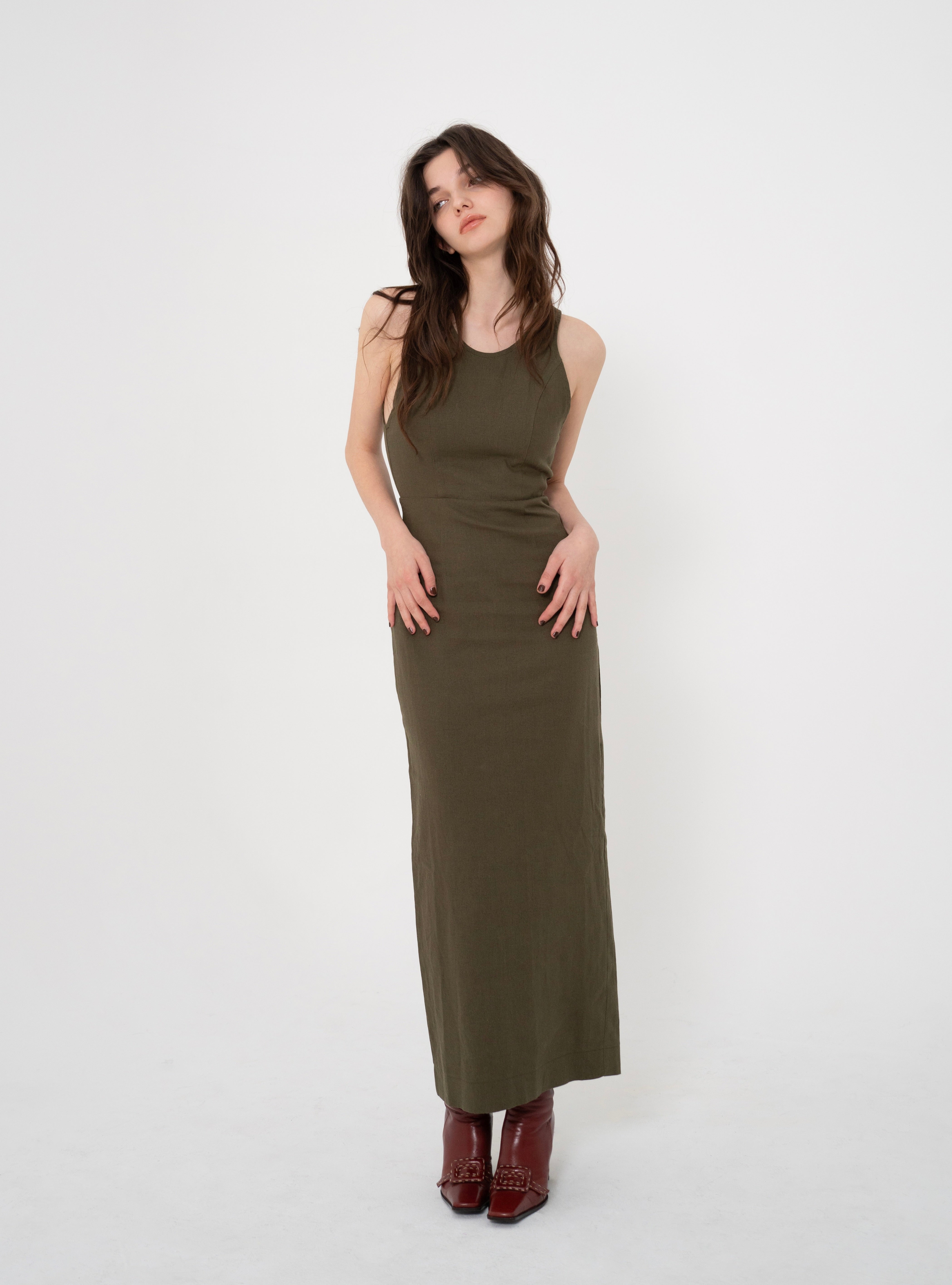 Linen Back-Cutout Dress – JUEMI
