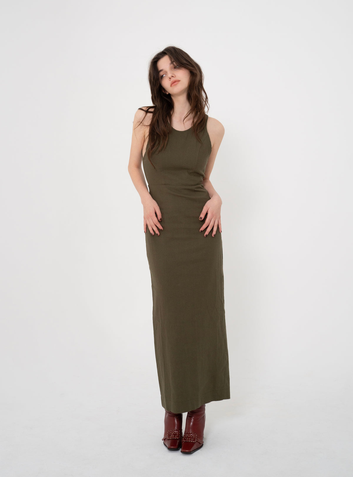 Linen Back-Cutout Dress