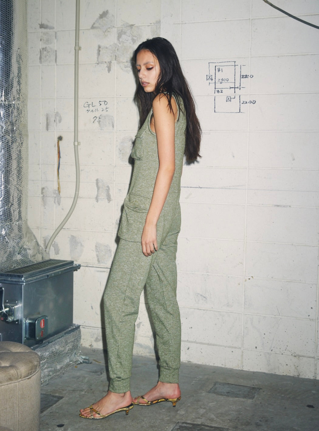 Sleeveless Zip-up Sweat Jumpsuit