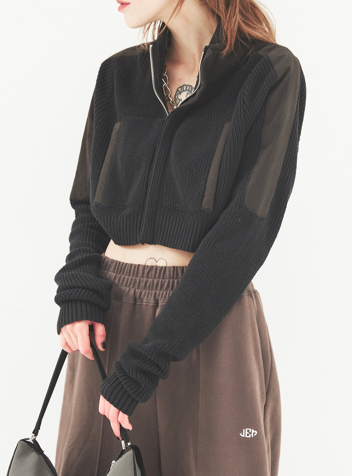 Zip-up Mock Neck Knit