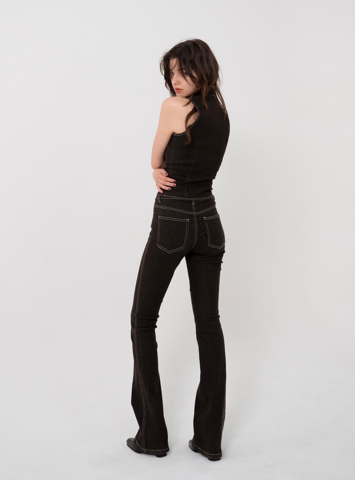 juemi デニム Stitched Flare Denim Pants – JUEMI