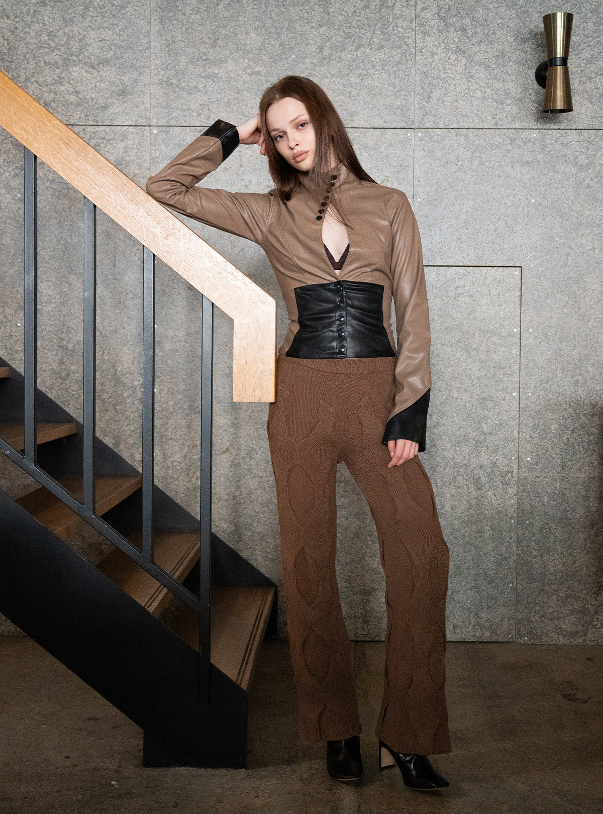 Back Lace Up Leather Jacket